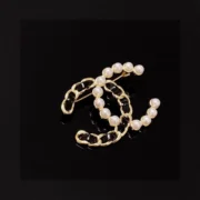 Chanel Stylish Pearl and Chain Brooch