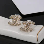 Chanel Unique Pearl and Crystal CC Stud Earrings