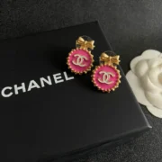 Chanel Adorable Pink Bow Stud Earrings