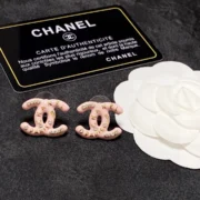 Chanel Dazzling Pink CC Logo Stud Earrings