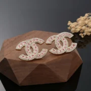 Chanel Glamorous Pink Crystal CC Earrings