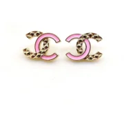 Chanel Gorgeous Pink Enamel Stud Earrings