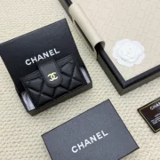 Chanel Luxury Quilted Wallet Black Leather CC