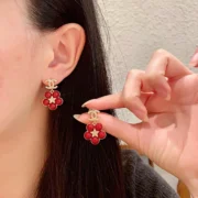 Chanel Vibrant Red Flower Earrings