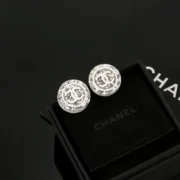 Chanel Sparkling Round Crystal Stud Earrings