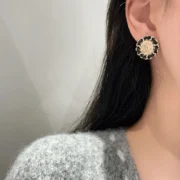 Chanel Stunning Round Earrings with Black & Gold