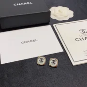 Chanel Stylish Square CC Stud Earrings