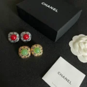 Chanel Colorful Square Stud Earrings
