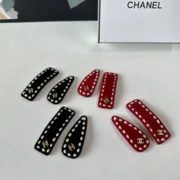 Chanel Fashionable Velvet Black & Red Hair Clips