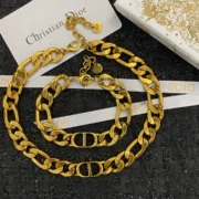Christian Dior Stylish Chain Bracelet & Necklace Set