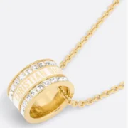 Christian Dior Enchanting Gold Chain w/ Crystal Ring Pendant