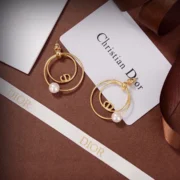 Christian Dior Chic Hoop Earrings w/ Pearl Detail
