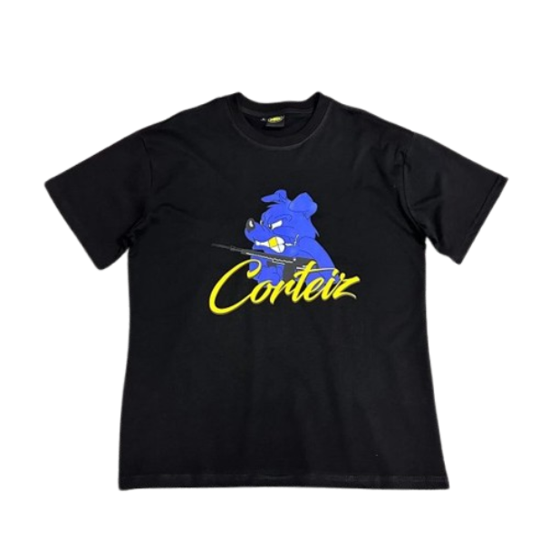 Corteiz: Stylish Black Blue-Yellow T-shirt