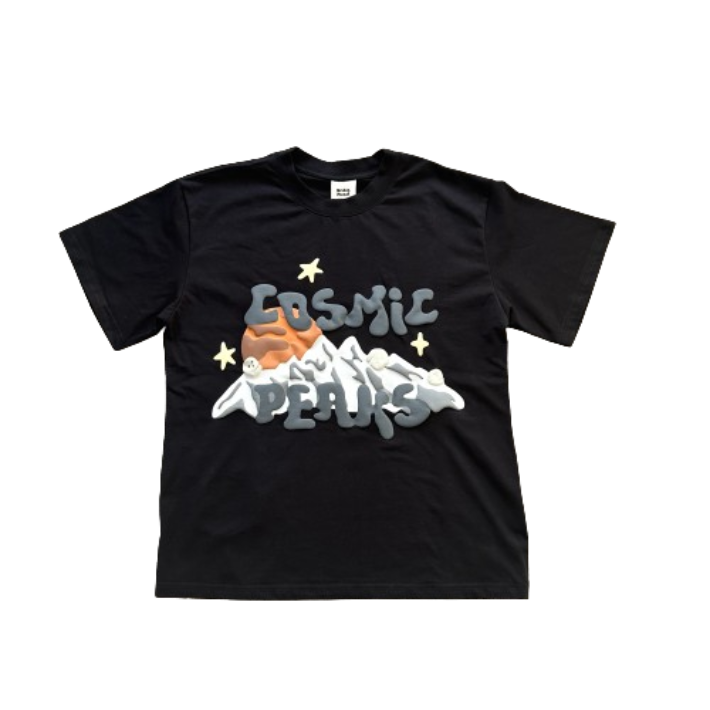 Cosmic Peaks Striking Black T-Shirt