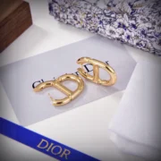 Dior Shining CD Logo Gold Hoop Earrings