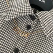 Dior Stylish Checkered Shirt with Pendant Necklace