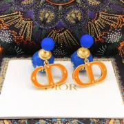 Dior Colorful Blue & Orange D Logo Earrings