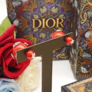Dior Glamorous Red Pearl Stud Earrings