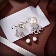 Dior Delicate Pearl Charm Stud Earrings