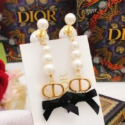 Dior Romantic Pearl Drop Earrings with Bow