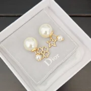 Dior Shining Pearl & Star Drop Earrings