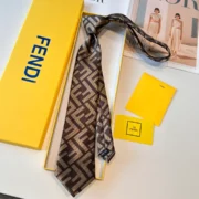 FENDI FF Logo Stylish Silk Tie
