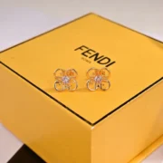 Fendi Stunning Roma Clover Stud Earrings