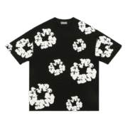 Floral Chic: Black Tee with Vibrant Print