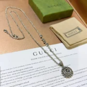 Gucci Elegant Sterling Silver Medallion Necklace