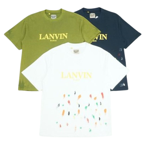 LANVIN T-shirt in Olive, Navy & White