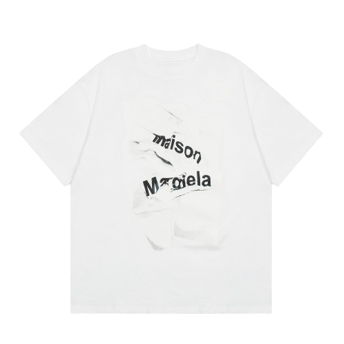 Maison Margiela's Chic Crinkled Logo White Tee