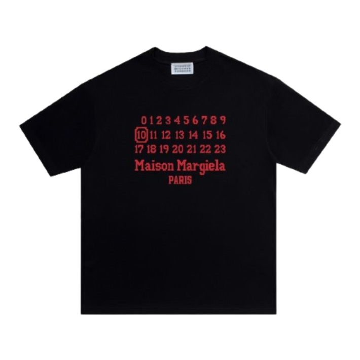 Maison Margiela's Stylish Printed Number Black Tee