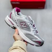New Balance: White Purple Running Kicks