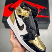 Nike Air Jordan 1 Bold Black Gold Shoes