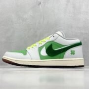 Nike Air Jordan 1 Low - Striking Green & White Shoes