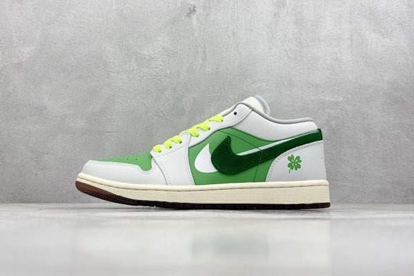 Nike Air Jordan 1 Low - Striking Green & White Shoes