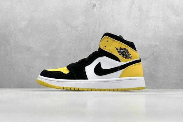 Air Jordan 1 Mid Black-Yellow-White Splash