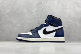 Nike Air Jordan 1's White Navy Blue Look