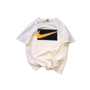 Nike White Yellow Swoosh Stylish T-Shirt