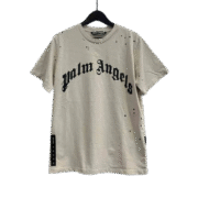 Palm Angels - Distressed Beige Logo T-shirt