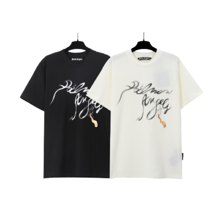 Palm Angels Black White Graphic T-shirt
