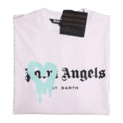 Palm Angels - White Turquoise Heart Drip Tee
