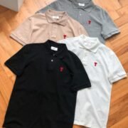 Charming Polo with Red Heart Embroidery