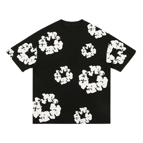 Popcorn Print Black T-shirts
