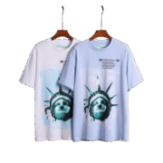 Unknown Liberty Print White Blue T-Shirts