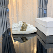 Valentino's Studded White - Gold White Sneakers