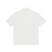 ami Heart Embroidery Polo in White